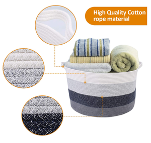 ตะกร้าเก็บเชือกฝ้ายพร้อมหูจับสำหรับตกแต่งบ้านทุกหลัง - Product Image 2