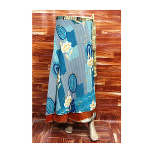 Maxifalda envolvente hecha a mano para mujer, prenda cómoda y transpirable, informal, de seda reciclada, Estilo Vintage, para verano - Product Image 3