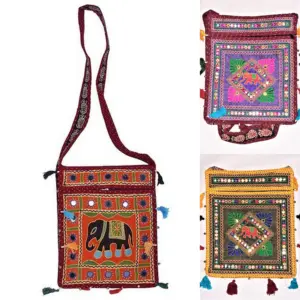 भारतीय पारंपरिक हैंडबैग-थोक थोक भारतीय jhola बैग-हाथी शैली पार कंधे बैग-गोल आकार कंधे बैग