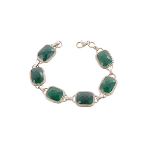Conjunto de pulsera de plata 92,5 pura con gema de ágata verde, nuevo diseño de moda - Product Image 1