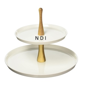 Support à gâteau hexagonal à un étage en marbre, nouveau style, avec base en bois finition naturelle, pour accessoires de table. - Product Image 3