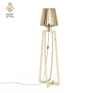 Lampada da terra in legno naturale made in italy con sistema ad incastro per soggiorno. Betulla 12mm design di WLLALLA - Product Image 1