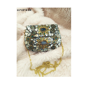 Evil Eye Soirée Métal Pochette De Luxe Mariage Boho Main Bourse Perle Cadre Personnalisé Mode En Gros Guru Kirpa Export House - Product Image 4