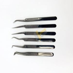 Pince à épiler professionnelle d'extension de cils en acier inoxydable Plasma noir Logo personnalisé pince à épiler à volume fort - Product Image 1