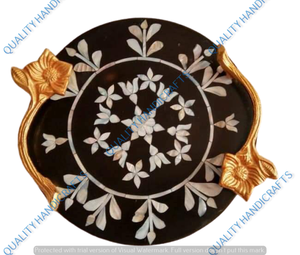 Juego de 3 Bandejas de Servir de Nácar Gris al por Mayor, para Hoteles y Restaurantes, Incrustaciones de Hueso, Tamaño Personalizado, Utensilios de Cocina, Artesanía de Calidad - Product Image 5