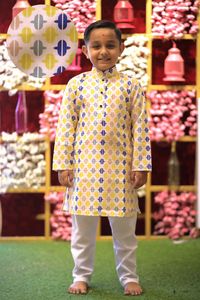 ชุดเสื้อผ้าสำหรับเด็กสไตล์อินเดีย,ชุดนอนผ้าฝ้าย Kurta สำหรับเทศกาลดิวาลี Holi Navtarri Eid Rakhi - Product Image 5