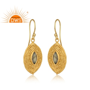 Natural Labradorite Gemstone Dangle <b>Earrings</b> Wholesaler 18k Gold Plated 925 Silver <b>Handmade</b> <b>Earrings</b> Jewelry Manufacturer - Product Image 2