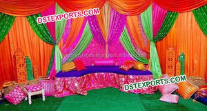 Mehandi-escenario de boda real India Mehandi, escenario, configuración asiática, Mehandi, reunión nocturna - Product Image 4