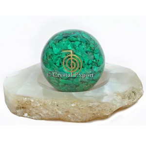 Esfera de orgón malaquita con símbolo de Reiki - Product Image 1