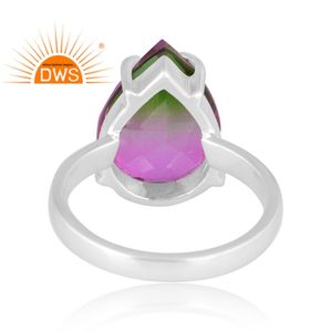 แหวนควอตซ์แบบซ้อนได้ทำด้วยมือของผู้ผลิตแหวนซ้อนได้ทำจากเงินแท้ธรรมชาติแบบคู่คู่จากแตงโม - Product Image 4