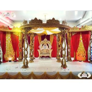 Mandap para Bodas Indias para Ceremonias Hindúes Impresionante Diseño de Mandap para Bodas Indias Ceremonias de Bodas del Sur de la India Mandap Dorado - Product Image 1