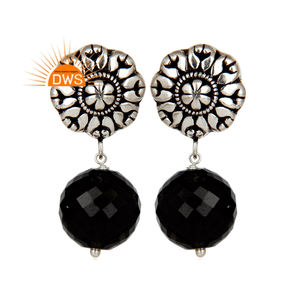 ต่างหูห้อยประดับพลอยออนิกซ์สีดำธรรมชาติแบบออกซิไดซ์ ดีไซน์ทันสมัยล่าสุดปี 2026 สำหรับผู้ผลิตเครื่องประดับแฟชั่นแบบสั่งทำ - Product Image 1