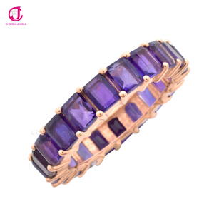 Bague en argent massif 925 épaisse, bijoux élégants en plaqué or, améthyste, king size - Product Image 1