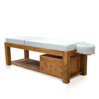 Lit de massage en bois massif, couleur teck naturel, 1 pièce