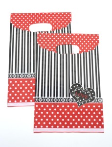 Sac à gousset latéral en plastique PE mignon imprimé personnalisé poignée de patch réutilisable découpée au détail pour les achats et l'emballage de cadeau de marchandise - Product Image 3