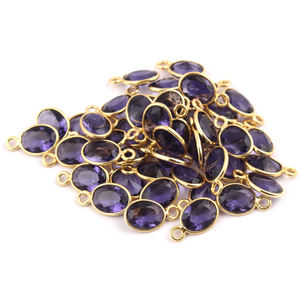 คอลเลกชันใหม่ขั้วต่อการประกันตัวแบบเดี่ยวรูปไข่ควอตซ์สีม่วงเหลี่ยมเพชรพลอยชุบทอง - Product Image 4