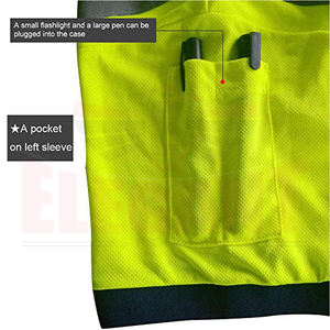 Camiseta de seguridad reflectante 100% poliéster, camisa con cuello de alta visibilidad - Product Image 4