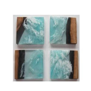 Haute qualité à la main en bois résine tasse sous-verres pour la décoration intérieure en gros pas cher prix résine bois Joint caboteur/tapis tampons Carton - Product Image 1