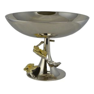 Cuenco redondo de metal puro para servir ensaladas, soporte de base dorada, para decoración de boda, 2022 - Product Image 5