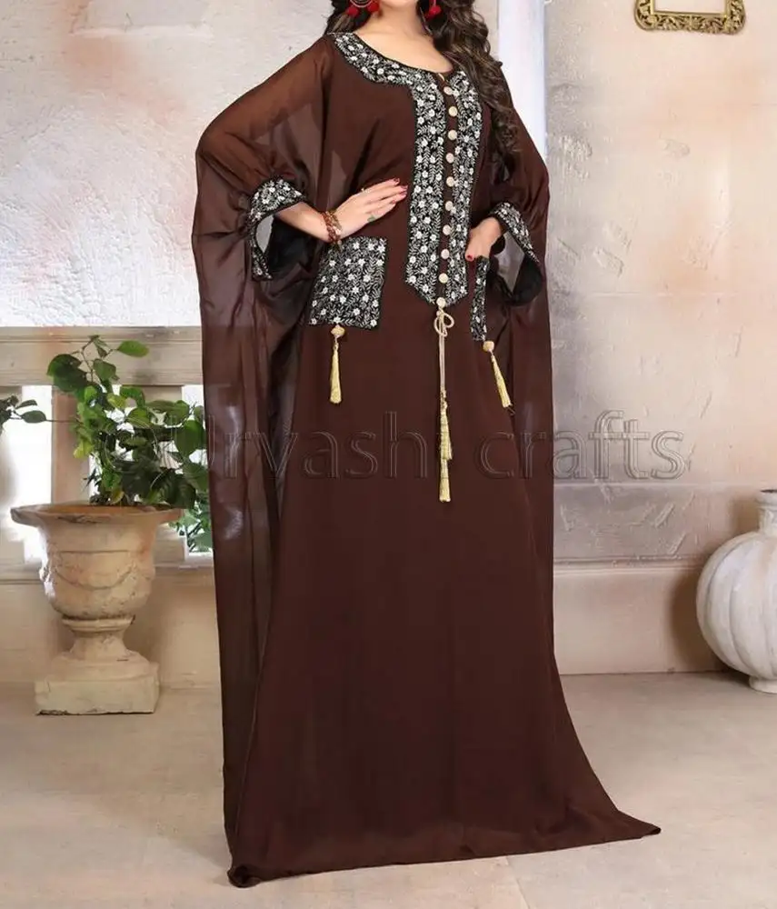 Bán Buôn Ả Rập Kaftan Abaya Evening Prom Dress Gown Ấn Độ Dubai Zari Kaftan