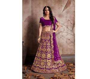 Más hermoso diseñador boda ropa nupcial algodón seda Lehenga Choli con Dupatta bordado pesado trabajo indio mujeres ropa Shalwar Kameez - Product Image 1