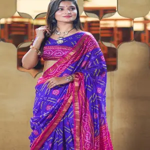 Saree Bandhani Sutra Baru dengan Tenun Zari untuk Pernikahan dan Acara Khusus