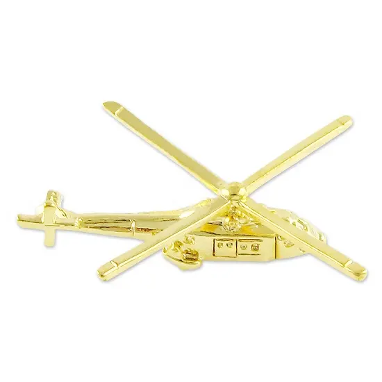 Benutzerdefinierte Metall 3D Design Hubschrauber Gold Flugzeug Pin Abzeichen