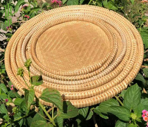 Bandeja decorativa de bambú para el hogar, posavasos redondos de bambú, Decoración de mesa ecológica, 2022 - Product Image 2