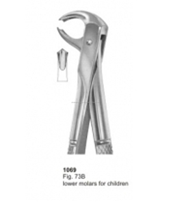 Pinzas de Extracción Manuales de Acero Inoxidable para Uso Dental Fig. Molares Inferiores 73B para Niños (Patrón Inglés) - Product Image 1