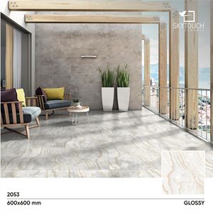 Carreaux de porcelaine polis 60x60, motif Agate indienne, en marbre blanc, pour hall et sol - Product Image 3