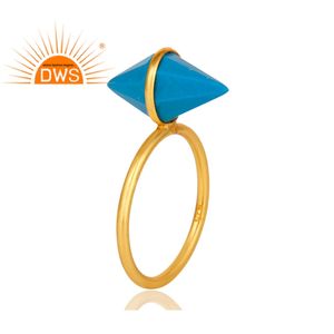 Spike-anillo con estilo chapado en oro de 18k, joyería de plata de ley, piedra preciosa turquesa, proveedor de joyería - Product Image 3
