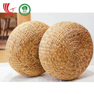 Decoración tejida a mano para el hogar, paja trenzada, asiento de jacinto de agua Natural, cojín Otomano - Product Image 6