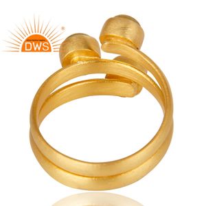 แหวนเกลียวพลอยคาลซิโดนีสีเหลืองธรรมชาติดีไซน์ทำด้วยมือล่าสุดผู้ผลิตเครื่องประดับผู้หญิง - Product Image 3