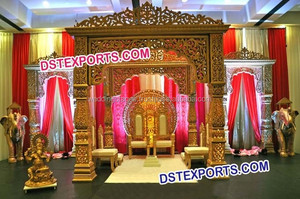 Último Modelo de Mandap para Bodas Estilo Bollywood, Mandap Dorado para Bodas Hindúes, Elegante Mandap Indio Zermani para Bodas en Reino Unido, España y Canadá - Product Image 5