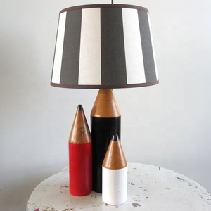 Wooden Pencil <b>Table</b> <b>Lamp</b> with Metal Accents Unique Desk Light Featuring Pencil Shaped Wooden <b>Base</b> and Sleek Metal Detailing - Product Image 1