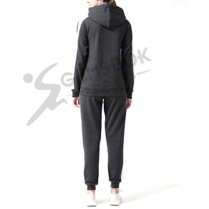 ชุดวอร์มเล่นยิมของผู้หญิงชุดวิ่งแบบมีฮู้ดระบายอากาศได้ดีแห้งเร็วสีเทาและสีขาวมาใหม่ลายพื้น - Product Image 2