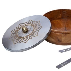 Caja de madera y Metal Chapati para accesorios de cocina, contenedor de Chapati de almacenamiento de alimentos de alta calidad, caja Roti con pinzas - Product Image 2