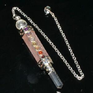 Juego de péndulo de cristal de cuarzo de 3 piezas hecho a mano Rosa Feng Shui Rosa ágata curación Chakra piedra EMF piedras preciosas semipreciosas artesanías - Product Image 1