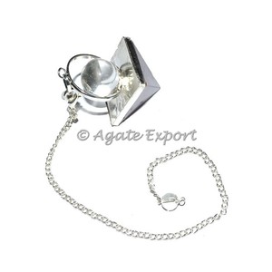 Amatista 2 piezas pirámides péndulos con cadena artesanías de piedra semipreciosa - Product Image 2