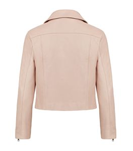 Chaqueta de Motociclista para Mujer, Color Rosa Bebé, 100% Piel de Cordero, Cierre con Botones y Cinturón, con Logotipo Personalizado Impreso, Impermeable - Product Image 2