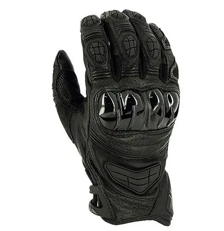 Cowhide Black Men's leather motorcycle gloves with comfortable mesh inner lining and knuckles protector(MG-036)