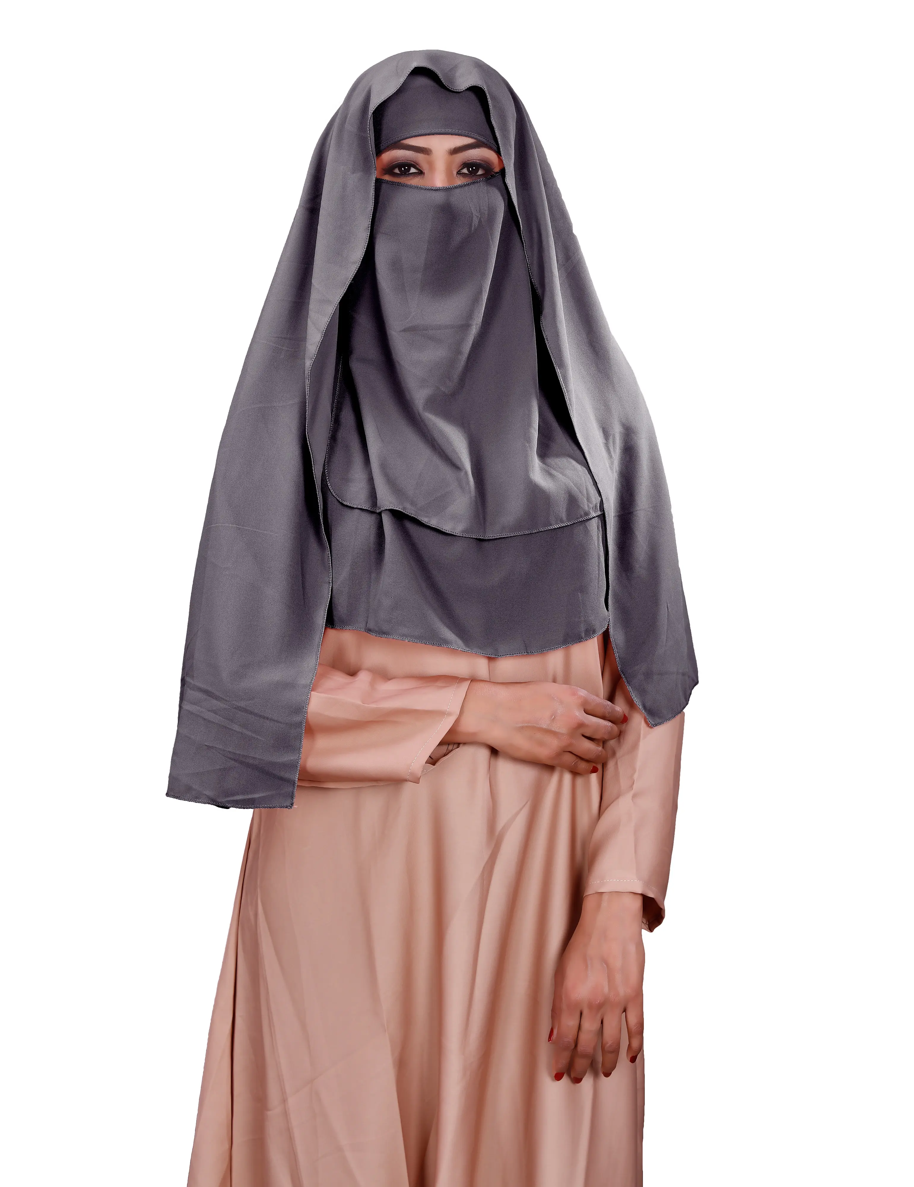 Luz roxa cor de 3 camadas niqab hijab