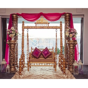 Sankheda-columpio dorado para eventos, la más bonita decoración de Jhoola para ceremonia de eventos, escenario de oro brillante para Sangeet - Product Image 1