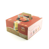 Emballages personnalisés pour gâteaux d'anniversaire de boulangerie, en carton ondulé recyclé avec fenêtre et poignée, pelliculage mat et gaufrage