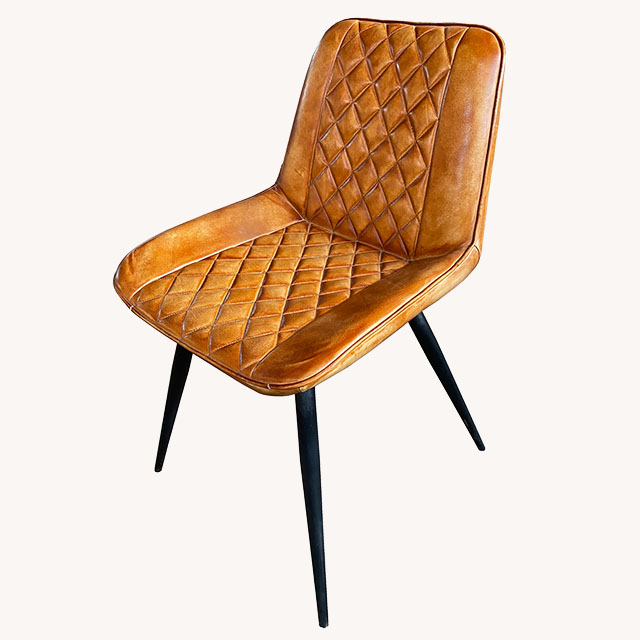 Индийский промышленный Железный кожаный стул для ресторана с обивкой из натуральной козьей кожи