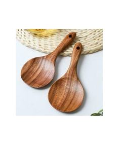 Cuillère à salade en bois naturel pour servir, cuillère à motif floral sculpté, outils de cuisine en bois de teck, couleur bois et maison et cuisine - Product Image 4
