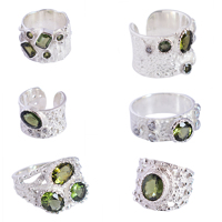 Bague classique de créateur en Moldavite ovale, argent sterling 925, zircone cubique, meilleure joaillerie fine pour femme, sertissage clos, mariage