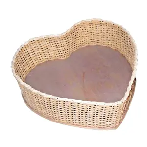 El zanaat Rattan meyve sepeti ekmek için içerir masa dekorasyon meyve tutucu standı kalp şekli de sürdürülebilir kalite