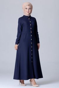 AJM 'S 2020ล่าสุดสไตล์อาบายาและการออกแบบในปากีสถานใหม่ร้อนขายมุสลิมชุดผู้หญิงสีฟ้าที่เรียบง่ายที่มีปุ่มไม้ - Product Image 4