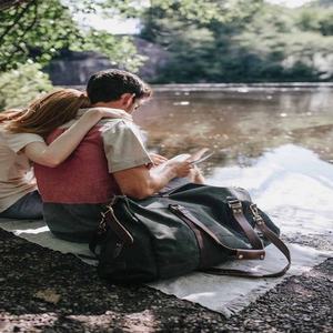 Sac de sport lourd pour voyager en cuir véritable toile de coton et cuir avec fermeture à glissière Style sport pour une utilisation en extérieur - Product Image 2